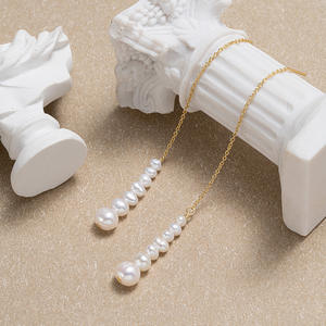 MED3029 Melynn barocca d'acqua dolce orecchini <span class=keywords><strong>con</strong></span> nappine <span class=keywords><strong>di</strong></span> perle 925 in argento Sterling catena pendenti per donne ragazze signore - Product Image 4