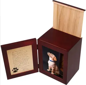 4,5X4,5X6 Inch Bruin Huisdier Verlies Geschenken Palissander Houten Huisdier Urn Ascontainer Met 3X5 Inch Gepersonaliseerde Fotolijst