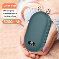 Chauffe-mains portable d'hiver, batterie externe 2 en 1, chauffe-mains de poche rechargeable, double température, design en forme de corne de cerf, cadeau pour femmes