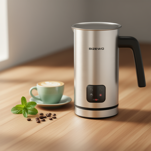 Mousseur à lait électrique BIZEWO en acier inoxydable 4 en 1, mousseur à café, écran tactile, utilisation domestique automatique - Product Image 2