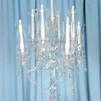 Dexi Porte-bougie à 9 bras en verre cristal, style artisanal, à longue tige, tailles personnalisées, pour décorations de table de mariage et centres de table
