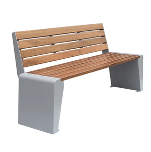 Muebles <span class=keywords><strong>de</strong></span> exterior Banco <span class=keywords><strong>de</strong></span> <span class=keywords><strong>madera</strong></span> para sentarse Parque público <span class=keywords><strong>Madera</strong></span> recuperada y metal Banco alto Asientos Exterior Jardín Patio Asiento Banco - Product Image 1