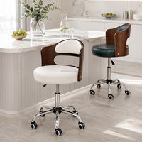 Tabourets de bar pour îlot de cuisine, en cuir PU multicolore, réglables, pivotants, avec roulettes, dossier confortable, coussin épais, pour extérieur et hôtel