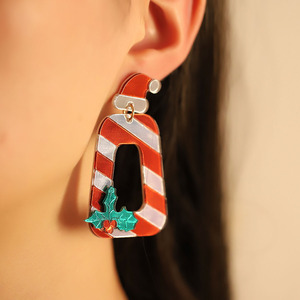 Pendientes Colgantes de Casa de Jengibre Navideña para Mujer, de Aleación con Esmalte y Cristal, Joyería de Fiesta, Estilo de Dibujos Animados Lindo, 11cm - Product Image 1