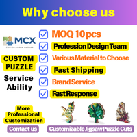 Fabricants de puzzles en bois personnalisés MCX, conception de logo, puzzle 3D, artisanat de carnet, papier, acrylique, MDF/HDF, A3/A4/A5