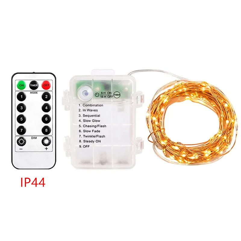 Battery Operated Portable Flexible LED Copper Wire String Light IP44 10m 100leds Diwali Lights Christmas 2700K (soft Warm White)