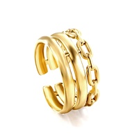 Anneaux ouverts en acier inoxydable plaqué or 18 carats de la marque Ason Jewelry, vente en gros, anneaux uniques réglables