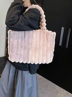 Tas Tote Korea Terbaru 2026, Tas Selempang Bulu untuk Wanita, Kapasitas Besar, Tas Tangan Fashion Musim Dingin