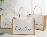 Sac fourre-tout en toile de jute laminée écologique 2025, réutilisable, en toile de lin, pour la plage, avec logo personnalisé