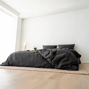 럭셔리 300수 100% 린넨 솔리드 패턴 부드러운 친환경 가족용 이불 커버 세트 (시트 & 베개 커버 포함) 가정용 - Product Image 4