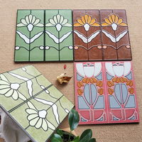 Carreaux muraux en céramique émaillée motif floral, style français rétro moderne et simple, pour salle de bain, cuisine, balcon, entrée et moulures murales