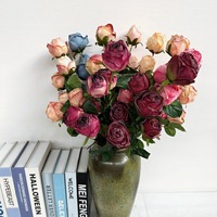 Chinesische Fabrik Bestseller Günstige Realistische Handgefertigte Seidenrosen Getrocknete Rosensträuße für Muttertag Heimdekoration