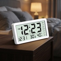 Nouvelle Horloge Intelligente en Plastique avec Affichage de la Température et de l'Humidité, Calendrier Perpétuel, Fonctions Multiples, Style Champêtre, Thermomètre Hygromètre