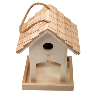 Maison d'oiseau en bois massif moderne faite à la main mangeoire pour oiseaux sauvages naturels pour la décoration de jardin bricolage Hamster pliable durable en plein air - Product Image 2