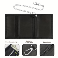 Dompet Pria dengan Rantai Anti Maling - Dompet Lipat Tiga Kanvas Tahan Lama untuk Pria, Tempat Kartu Olahraga dengan Kantong Koin Ber-resleting