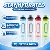 Bouteille d'eau sport en plastique écologique personnalisée de 700 ml avec support pour adultes, idéale pour la gym et le camping, à boire directement