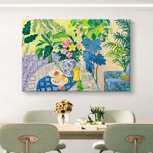 Pintura Decorativa Abstracta de Plantas al Óleo sobre Lienzo, Estilo <span class=keywords><strong>Matisse</strong></span>, de Alta Gama, Enmarcada, para Sala de Estar, Comedor, Entrada, Nicho, Arte para Colgar en la Pared - Product Image 3