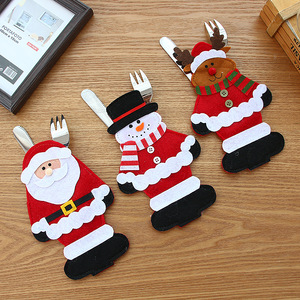 Bolsa de Tela <span class=keywords><strong>para</strong></span> Decoración de Mesa Navideña con Diseño de Papá Noel y Renos, Novedad <span class=keywords><strong>para</strong></span> la Cena Navideña - Product Image 1