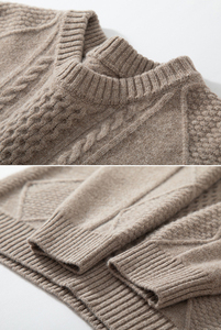 Pull en <span class=keywords><strong>laine</strong></span> mérinos 100% pour homme, col rond, tricot épais, chaud et décontracté pour l'hiver, personnalisation OEM disponible - Product Image 2
