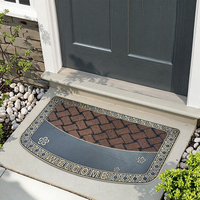 Machine d'entrée de maison moderne en PVC résistant à la corrosion tapis de porte rectangulaire en caoutchouc antidérapant fin imprimé animal puzzle motif maison