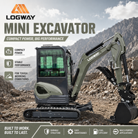 Mini-excavatrice haute performance LOGWAY, directement de l'usine, avec cabine et bras pivotant, pour travaux municipaux
