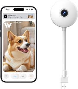 Cámara para Mascotas con Modo de Privacidad, Cuello Flexible y Base con Banco de Energía, Diseño de Plástico Blanco para Uso Doméstico - Product Image 5