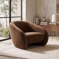 Canapé une place incurvé de style italien, fauteuil design moderne en tissu velours, fauteuil de salon