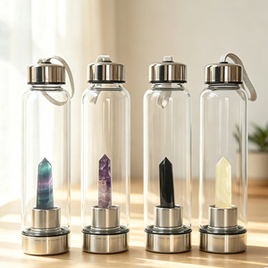 Bouteille <span class=keywords><strong>d</strong></span>'<span class=keywords><strong>eau</strong></span> en verre avec infuseur à cristaux de 500 ml, bouteille à boire en verre avec cristaux de guérison, couvercle en bambou en acier inoxydable, bouteille <span class=keywords><strong>d</strong></span>'<span class=keywords><strong>eau</strong></span> en verre - Product Image 3