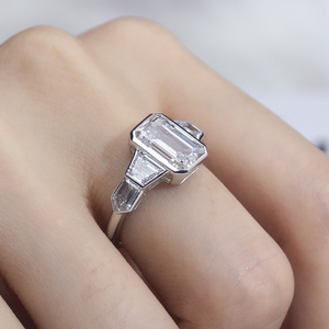 Bague en platine, émeraude et diamant Messi Jewelry MSR-1406 pour femme - Product Image 5