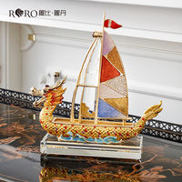 RORO nouveau Style chinois décoration de la maison salon bureau moderne luxe décoration de la maison émail couleur Dragon bateau décoration