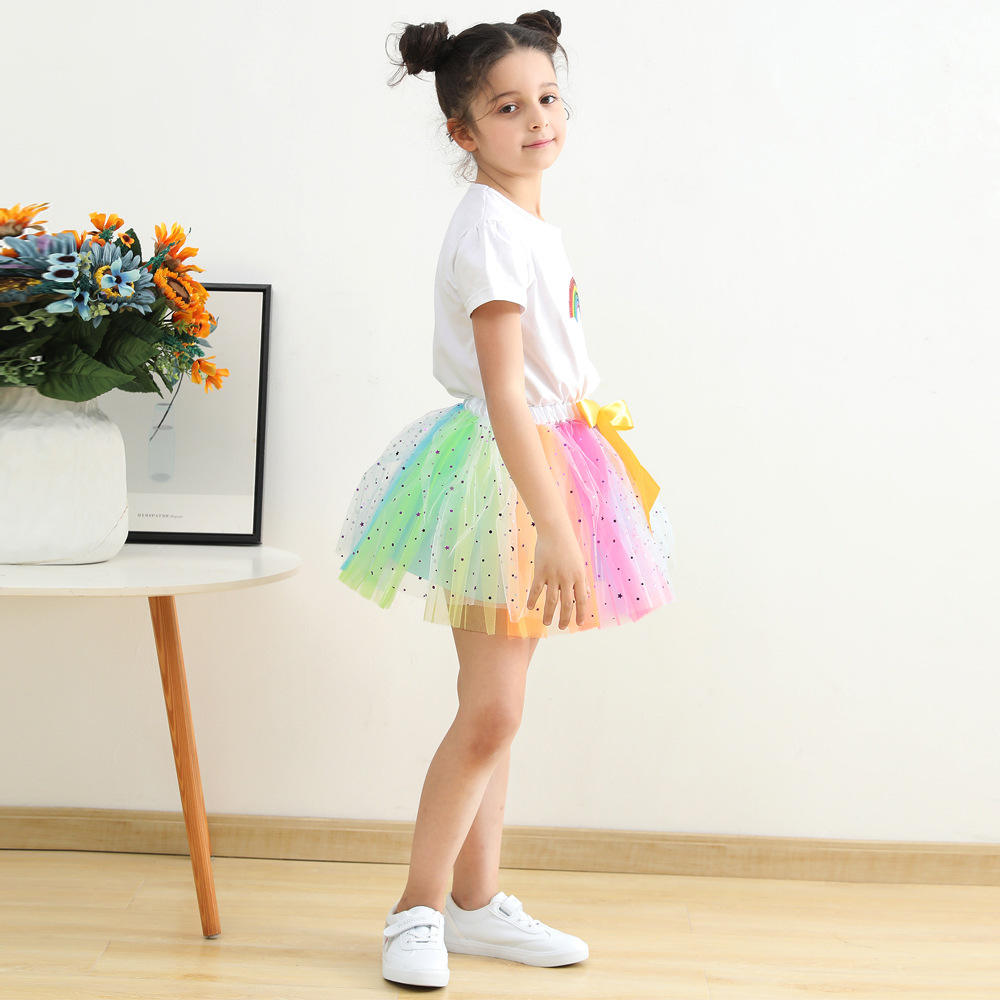 Wholesale Soft Tulle Layered Rainbow Tutu Skirts for Kids