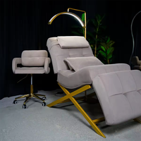 Nouvelle Table de Massage Courbée pour Extensions de Cils en Cuir Rose, Pied en Acier Inoxydable, pour Salon de Beauté