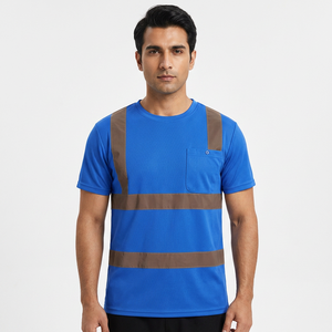 T-shirt de travail haute visibilité unisexe à manches courtes en polyester respirant et réfléchissant, idéal pour les travaux de construction en extérieur – Meilleures ventes de l'été - Product Image 1