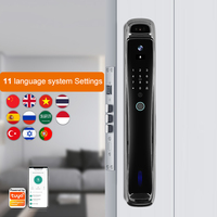 Cerradura Inteligente para Puerta con Wifi Tuya, Reconocimiento Facial 3D, Pantalla IPS a Color de 4.5 Pulgadas, Desbloqueo con Huella Dactilar, Contraseña y Llave