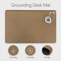 Grand tapis de souris et de bureau en grain de bois, 4 mm, en PU conducteur, antistatique, avec mise à la terre ESD