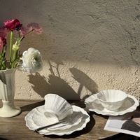 Set d'assiettes blanches en céramique design dentelle baroque européenne design floral rétro gaufré assiettes blanches assiettes de mariage