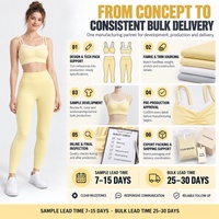 Ensemble de yoga deux pièces personnalisé pour femme : Soutien-gorge de sport froncé à double bretelle et pantalon long rayé sans couture avant – Tenue de sport