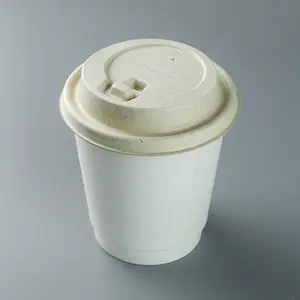 Free Sample 80 90mm Biodegradable Compostable Sugarcane Bagasse Pulp Lids For Coffee Tea Cup