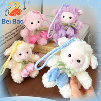 Porte-clés en peluche en forme de mouton super doux, rembourré en coton PP, en stock pour accessoire de sac