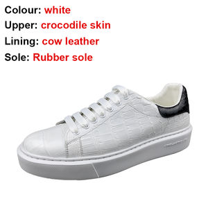 수제 흰색 운동화 악어 가죽 신발 플랫 스케이트 보드 스케이터 신발 도매 세련된 럭셔리 캐주얼 신발 남성 - Product Image 5