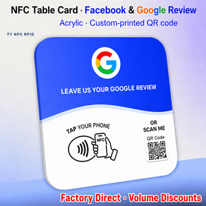 Tarjetas de Reseña NFC Acrílicas, Etiquetas Adhesivas para Mesa de Restaurante con Enlaces a Google, Facebook e Instagram, Etiquetas de Seguidores en Redes Sociales - Product Image 1