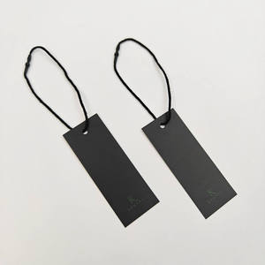 Custom Size Shape Eco-Friendly Black Paper Hang Tags Embossed Finish Silk Screen Printed Logo <b>Swing</b> Tags for Clothing Bags Jeans - Product Image 3