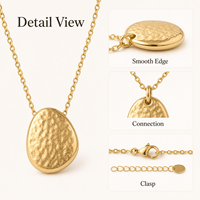 Collar con Colgante de Piedras en Tono Dorado Personalizado, Cadena de Eslabones Ovalados Orgánicos, Joyería de Acero Inoxidable para Mujer
