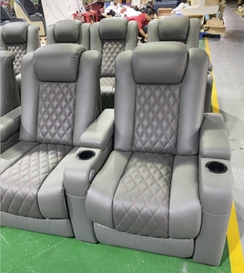 <span class=keywords><strong>Fauteuil</strong></span> électrique en cuir de vachette noir de qualité supérieure avec porte-gobelet, couche supérieure atmosphérique, facile à utiliser pour regarder des films au cinéma - Product Image 6