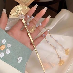 กิ๊บติดผมทรงจีนโบราณแบบใหม่ ประดับพู่โลหะ สีแดงโบราณ สำหรับผู้หญิง ระดับพรีเมียม ตกแต่งกระโปรงลายดอกไม้ - Product Image 4