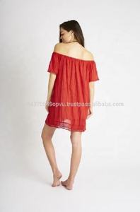 New Stylish Cool Pure Cotton Boho Mini Dress off solder Lace Perfect Tunic For Beach Parties In Hot Summers - Product Image 2