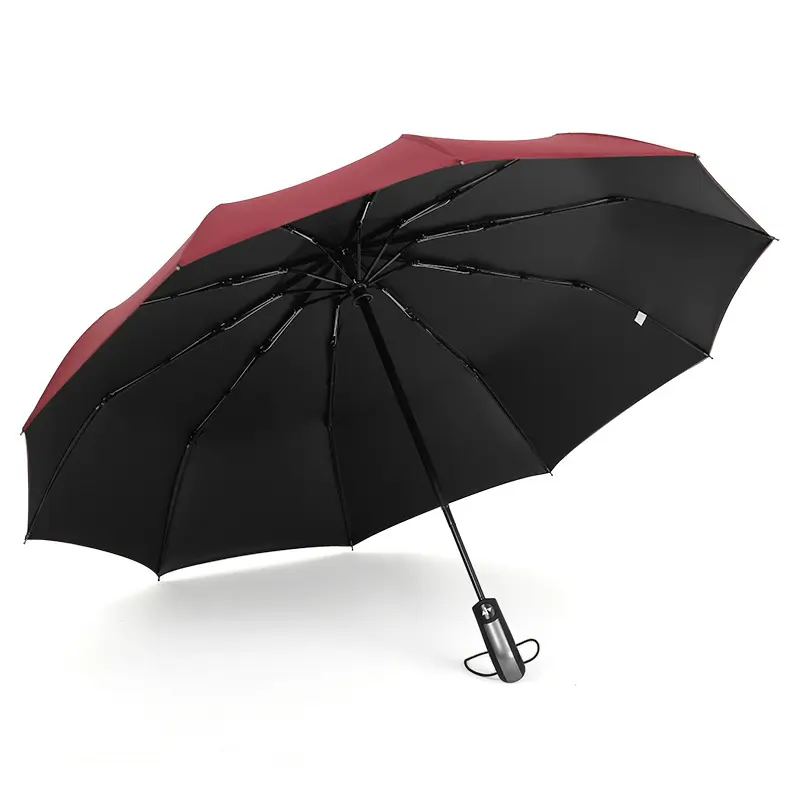 Paraguas plegable con cierre automático, tres pliegues, a prueba de viento, para viaje, 10 huesos, gran oferta