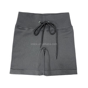 Shorts de Yoga de Cintura Alta para Mujer, Secado Rápido, Elásticos en Cuatro Direcciones, Pantalones Deportivos con Cordón, Levanta Glúteos, para Fitness, Running, Color Sólido - Product Image 4