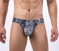 Heren bikinibroekjes laag uitgesneden bedrukt luipaard-slangpatroon sexy driehoekig ondergoed M-2XL