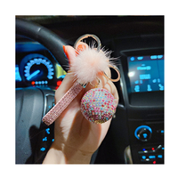 Strass Schlüssel bund neue erste Lieferant Großhandel Frau Runde Strass Schlüssel bund Mode Pompon Schlüssel halter Tasche Charme